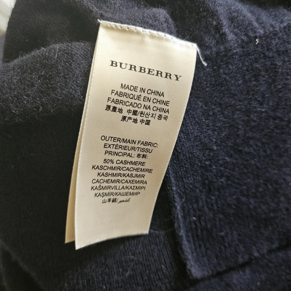 Burberry Brit Cashmere Wool Black Checkered Long Sleeve Sweater Sz. L - Picture 6 of 6